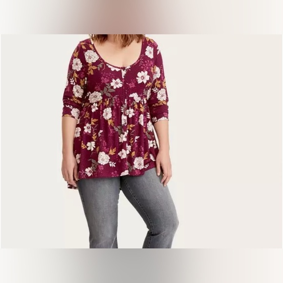 torrid Tops - Torrid Burgundy Floral Top